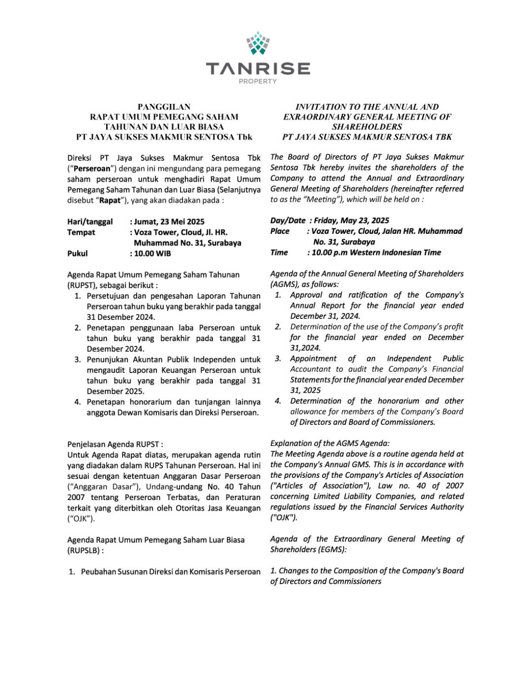 RUPS - Tanrise Property